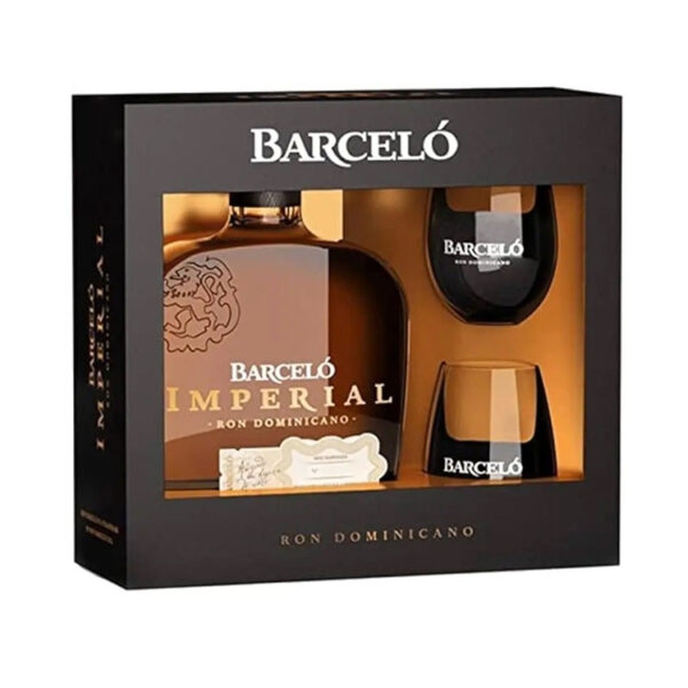 [LIC-0286] RON BARCELO IMPERIAL ESTUCHE 2 VASOS 700 ML