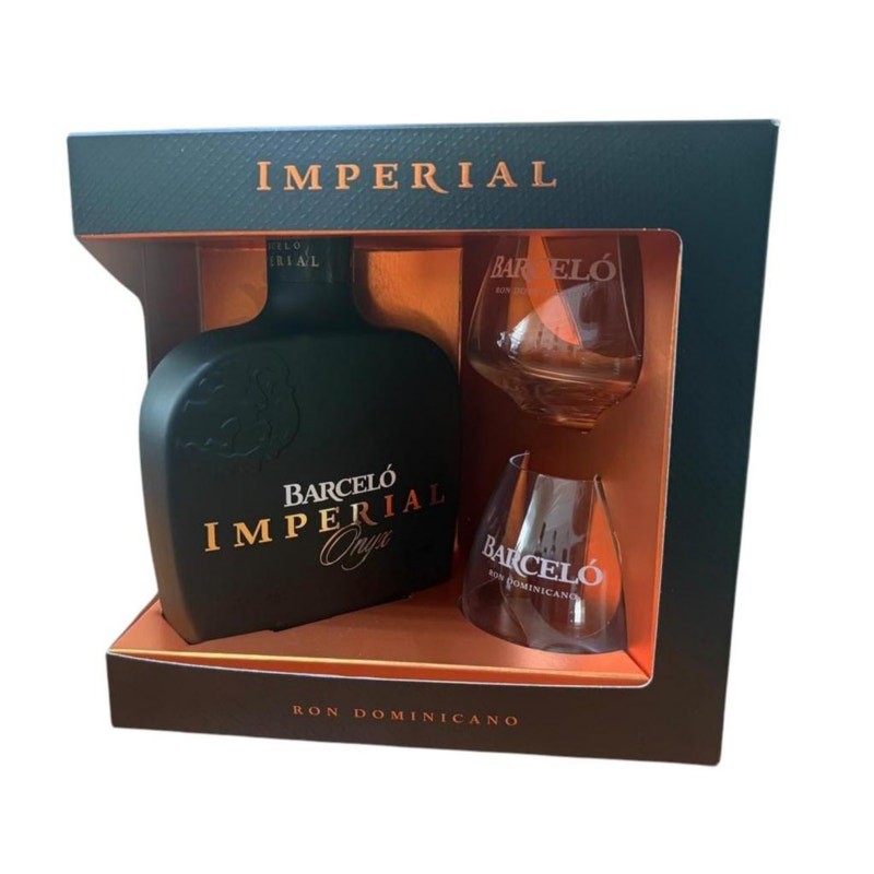 [LIC-0287] RON BARCELO IMPERIAL ONYX ESTUCHE 2 VASOS 700 ML